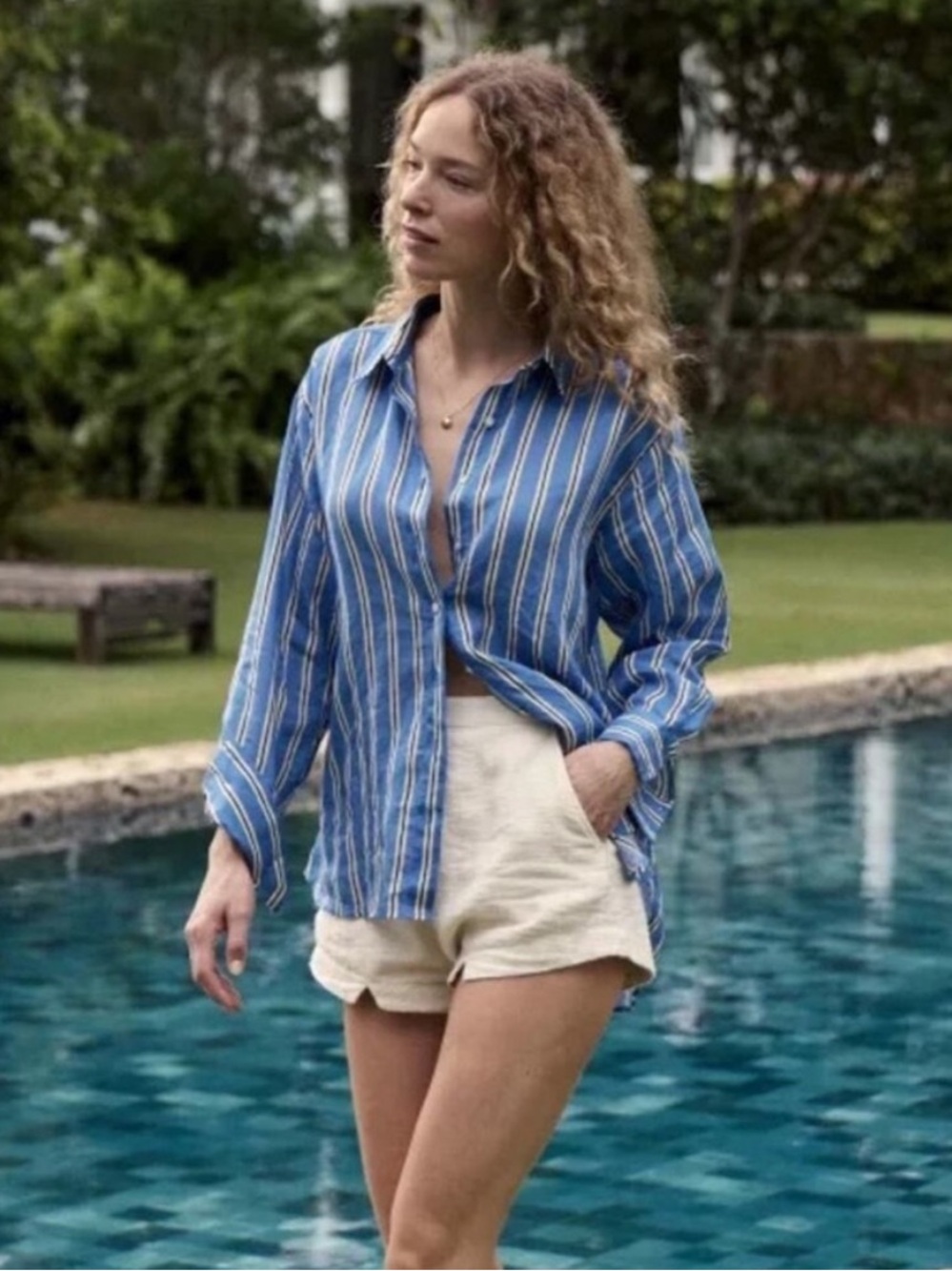 NWT Doen Remis top in Bleu Monaco Stripe